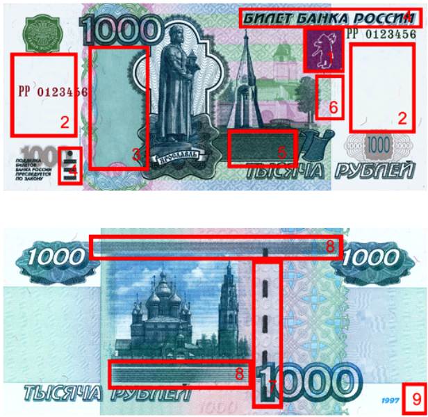 1000 рублевая банкнота образца 1997 г. (модификации 2004 г.)