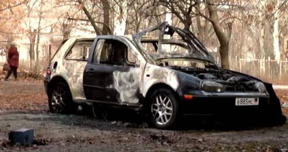 В Харцызске сгорел автомобиль