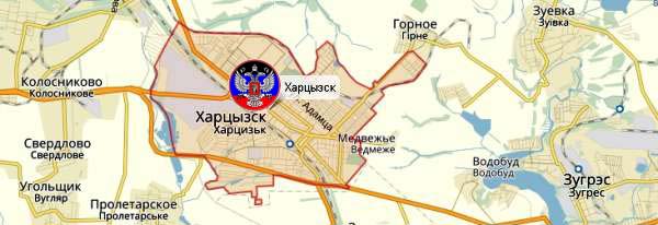 Харцызск на карте