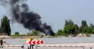 Дым в районе донецкого аэропорта